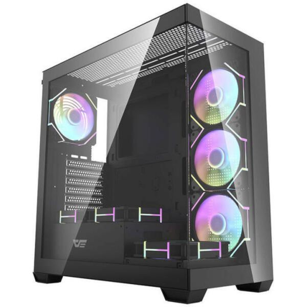 Darkflash DS900 számítógépház (fekete) + 7 ARGB ventilátor (DS900 BLACK + FANS)